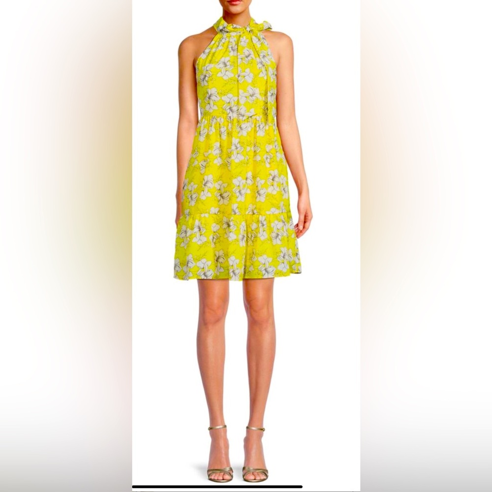NWT Eliza J Floral Print Trapeze Tiered Dress Size 14